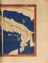 Mapa Włoch na podstawie Geografii Ptolemeusza, 1480 (patrz także 3496134)